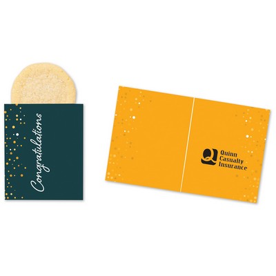 One Color Foil-Stamped Stock Congratulations Mini Sweeter Card with Single Sugar Cookie