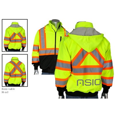 Two-Tone X-Back Full Zip Grid Fleece Sweatshirt