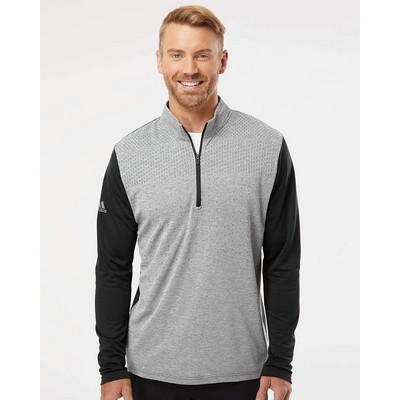 Adidas® Men's Heather Block Print Quarter Zip Pullover Shirt
